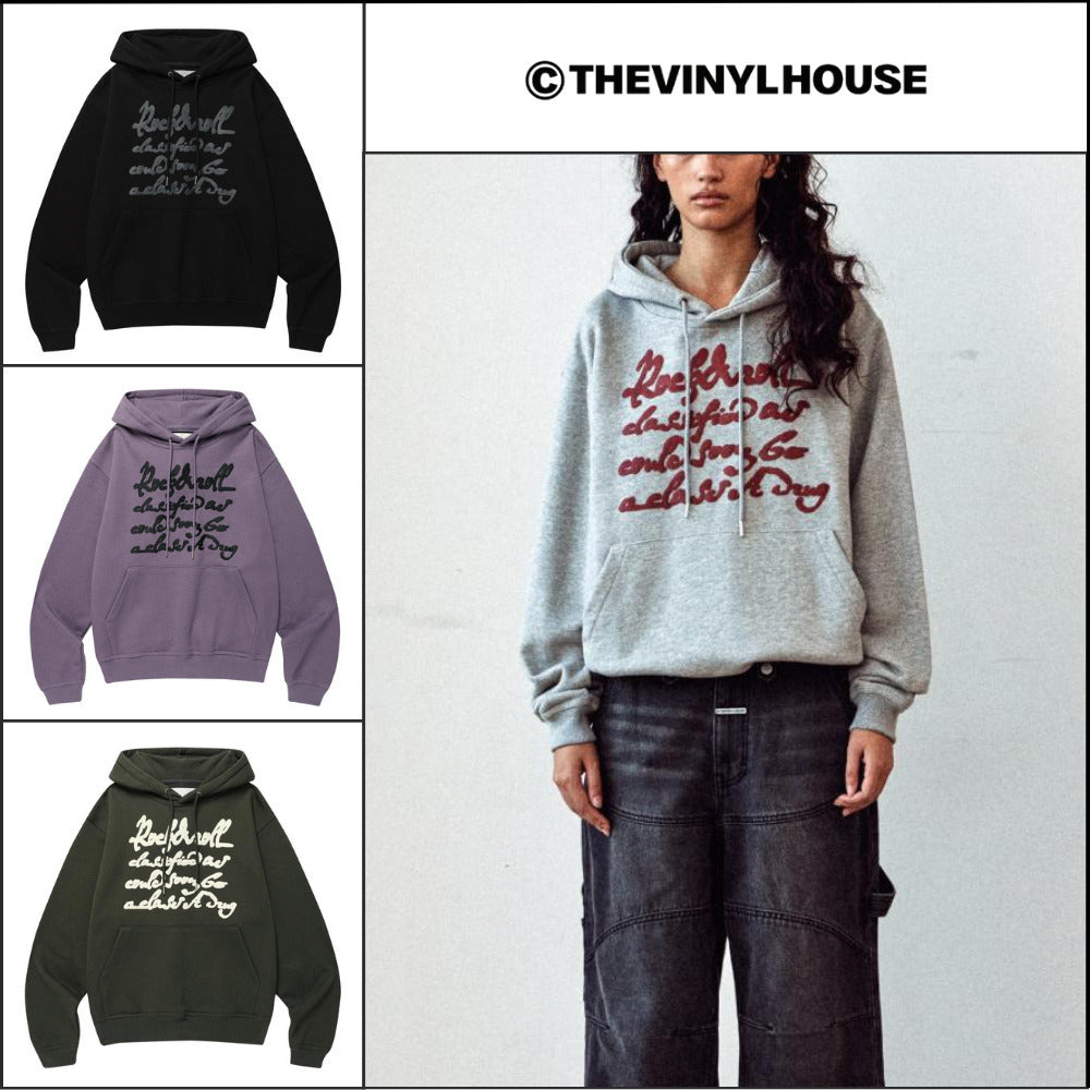 【THEVINYLHOUSE】Cursive writing typo hoodie (4 colors)