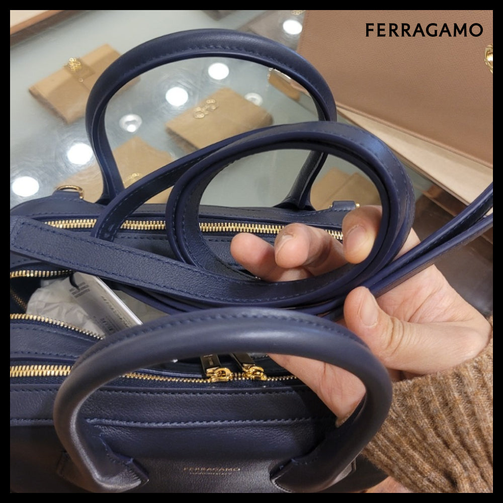 【Ferragamo】Gancini STAR TH tote bag midnight