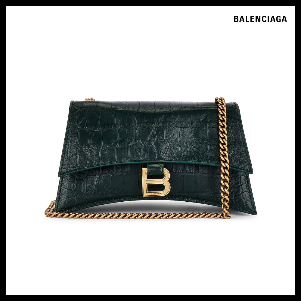 【BALENCIAGA】Crush XS Chain Bag Crocodile Embossed Green