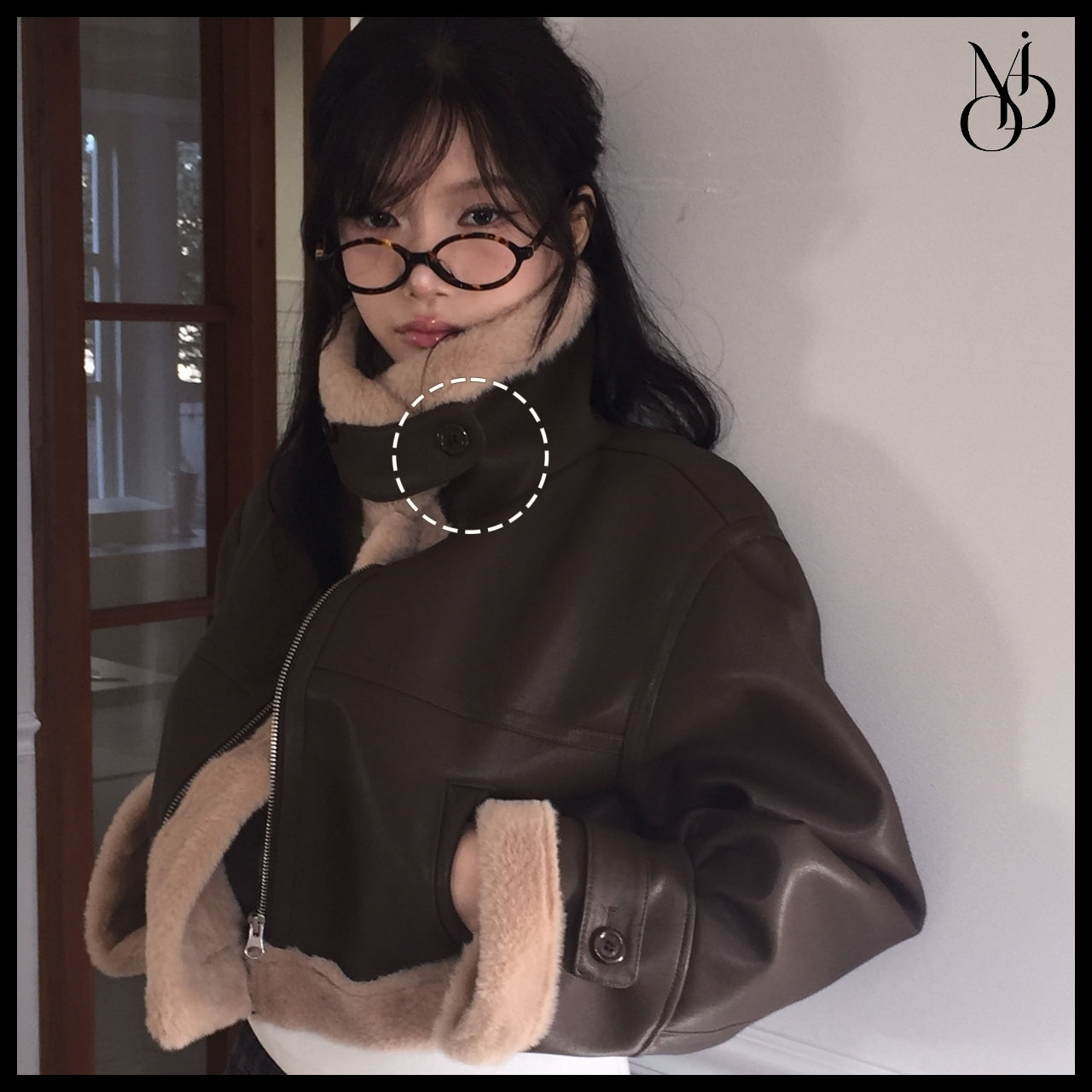 【MODIMOOD】Crop Mink Fur Mustang Brown