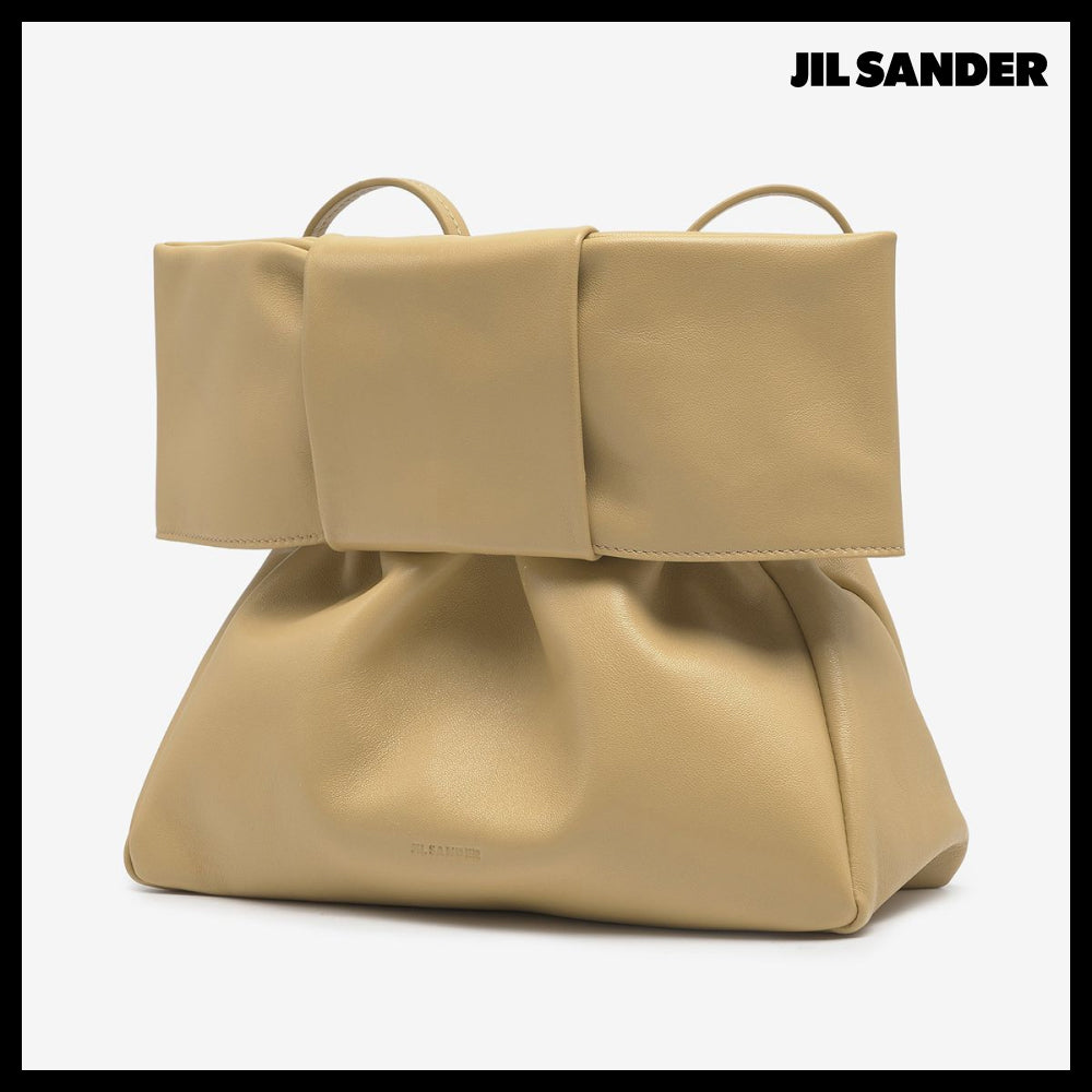 【JIL SANDER】Medium bow ribbon shoulder bag golden granola