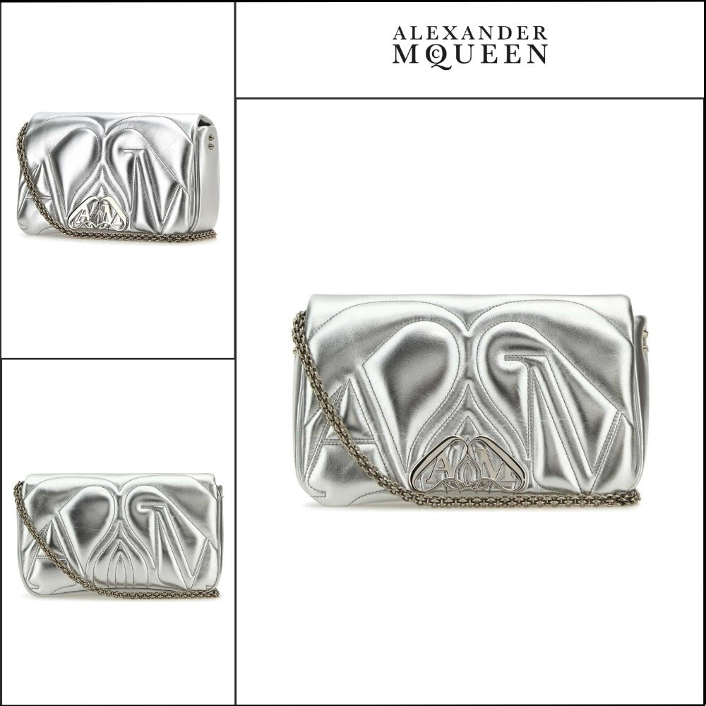 【Alexander Mcqueen】Silver Leather Small Seal Shoulder Bag