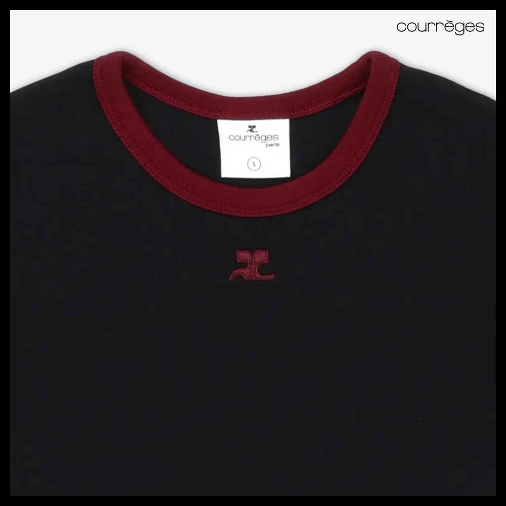 【Courreges】Signature Contrast Short Sleeve T Shirt Black