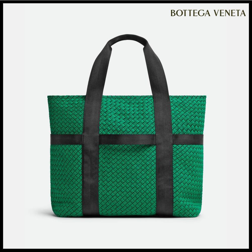 【BOTTEGA VENETA】VOYAGER ZIPPED TOTE PARAKEET DEEP BLACK