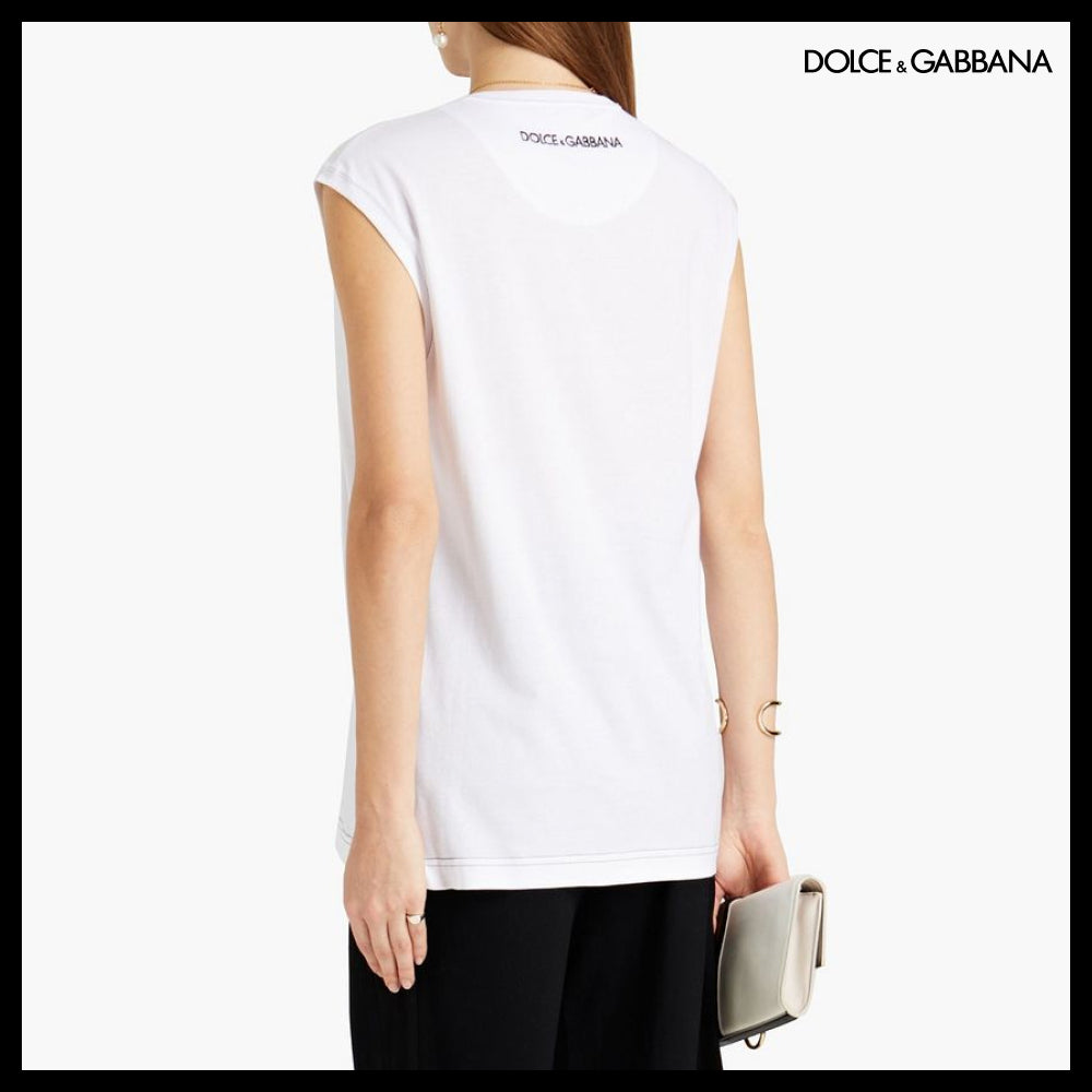【正規品】Dolce & Gabbana 刺繍入りコットンジャージートップス