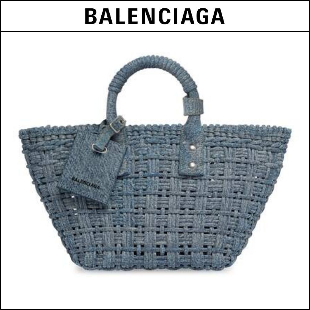 【BALENCIAGA】BISTRO XS BASKET WITH STRAP AND FRAYED DENIM