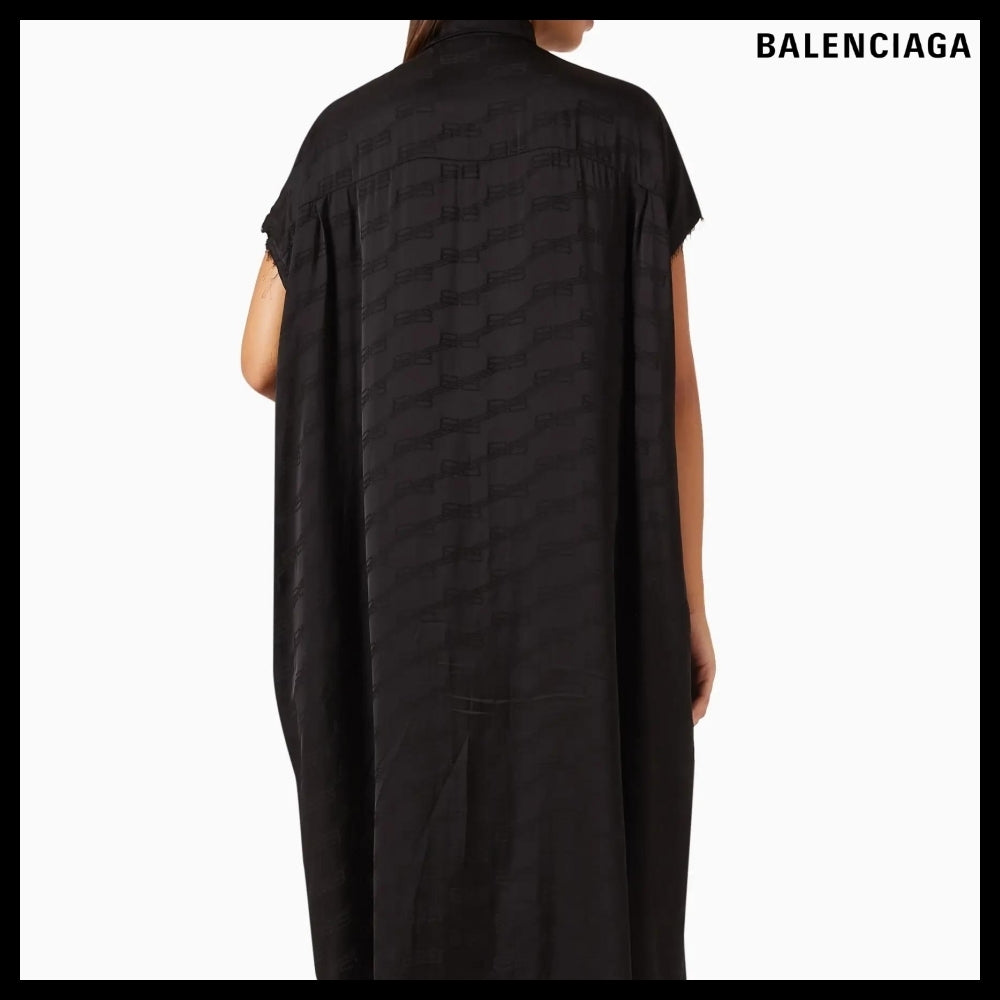 【BALENCIAGA】BB Monogram Rawcut Dress in Viscose-jacquard