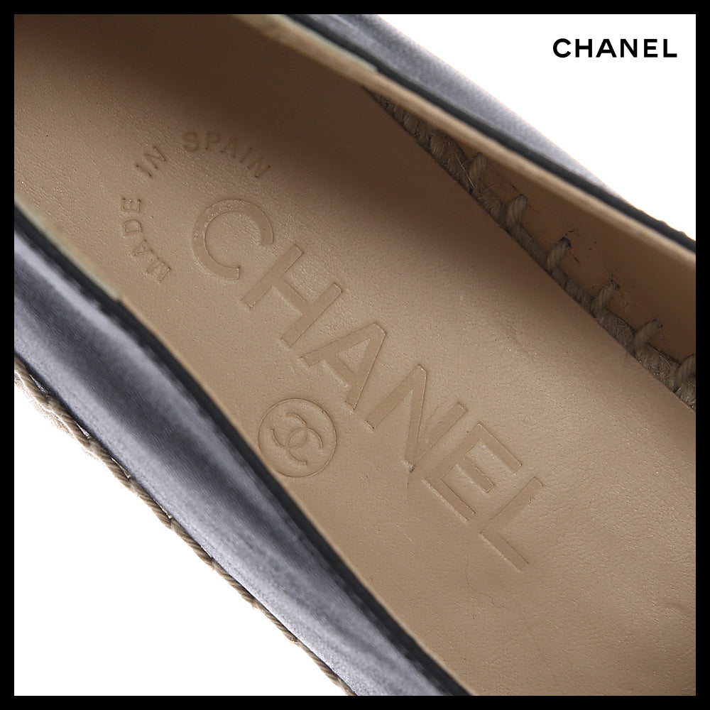 【Chanel】Lambskin Espadrille Women's Black Slip-On