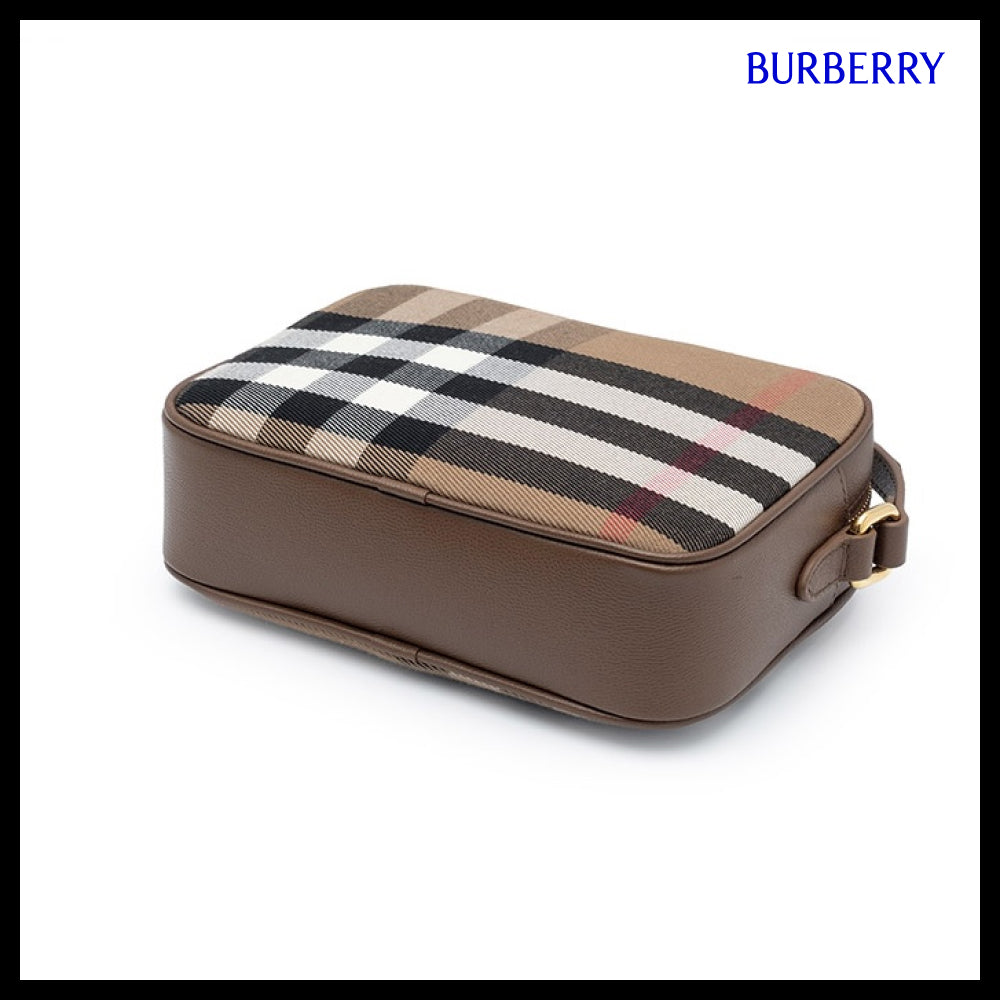 【BURBERRY】House Check Camera Bag Brown (Brown Strap)