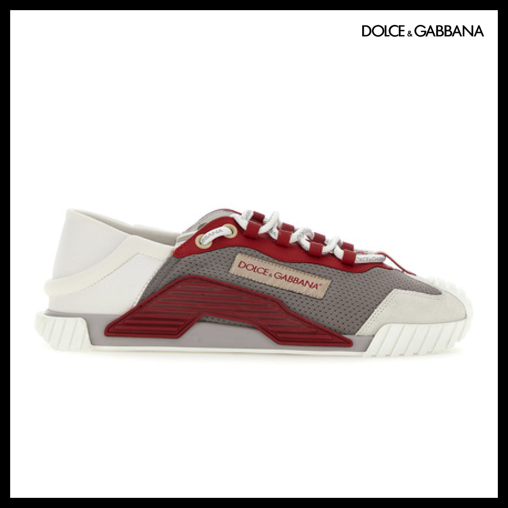 【Dolce & Gabbana】FABRIC SNEAKERS GREY / RED