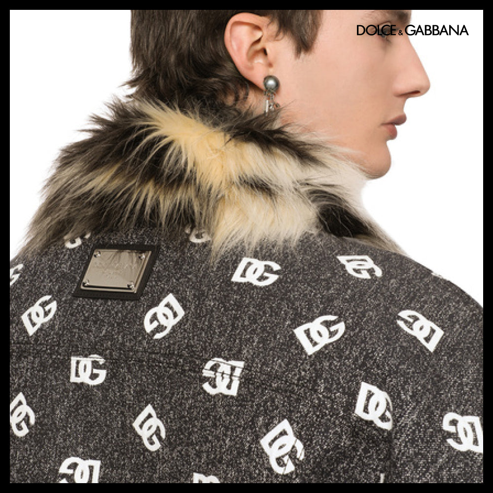 【Dolce & Gabbana】DG-LOGO JACQUARD JACKET WITH FAUX FUR