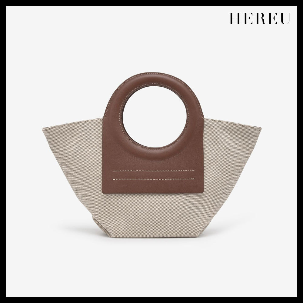 【HEREU】ミニ カラ トートバッグ ベージュ チェスナット
