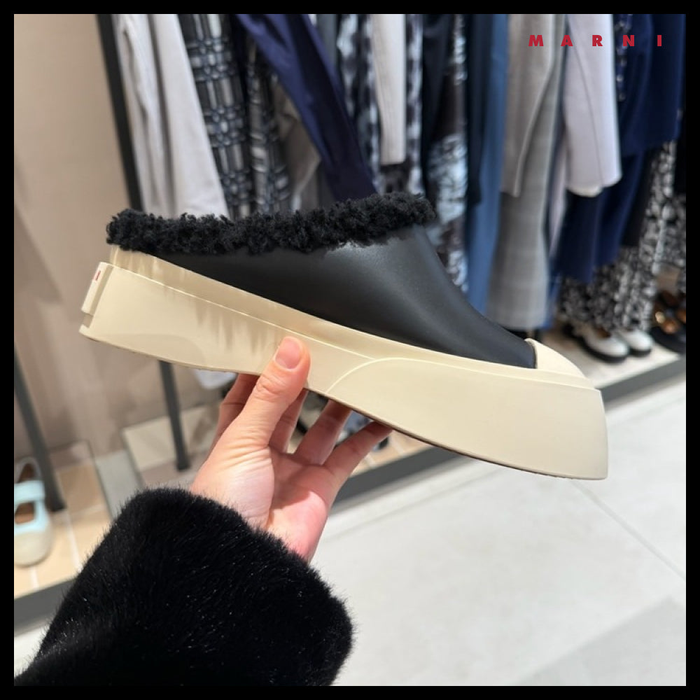 【Marni】PABLO Shearling Leather Women’s MuleSneakers Black