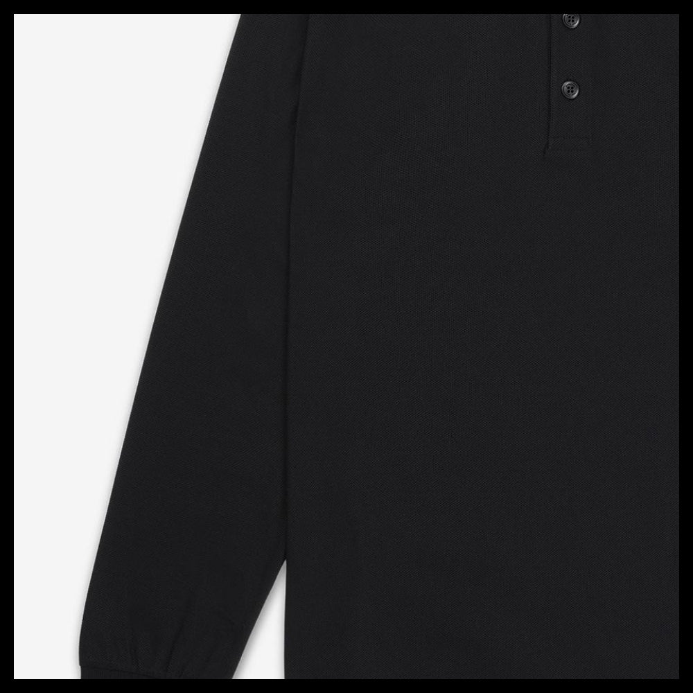 【Burberry】Check Collar Long Sleeve T Shirt Black