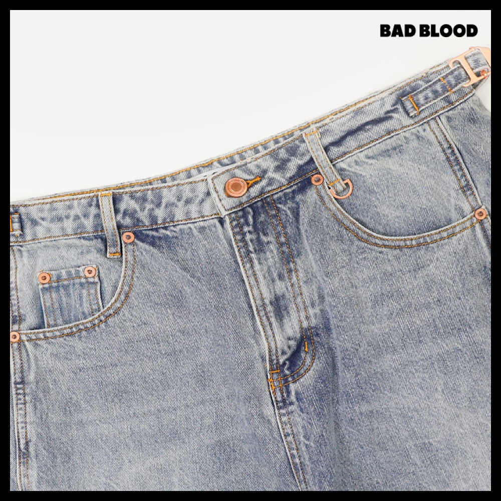 【BADBLOOD】Charlie Barrel Jeans - Light Blue