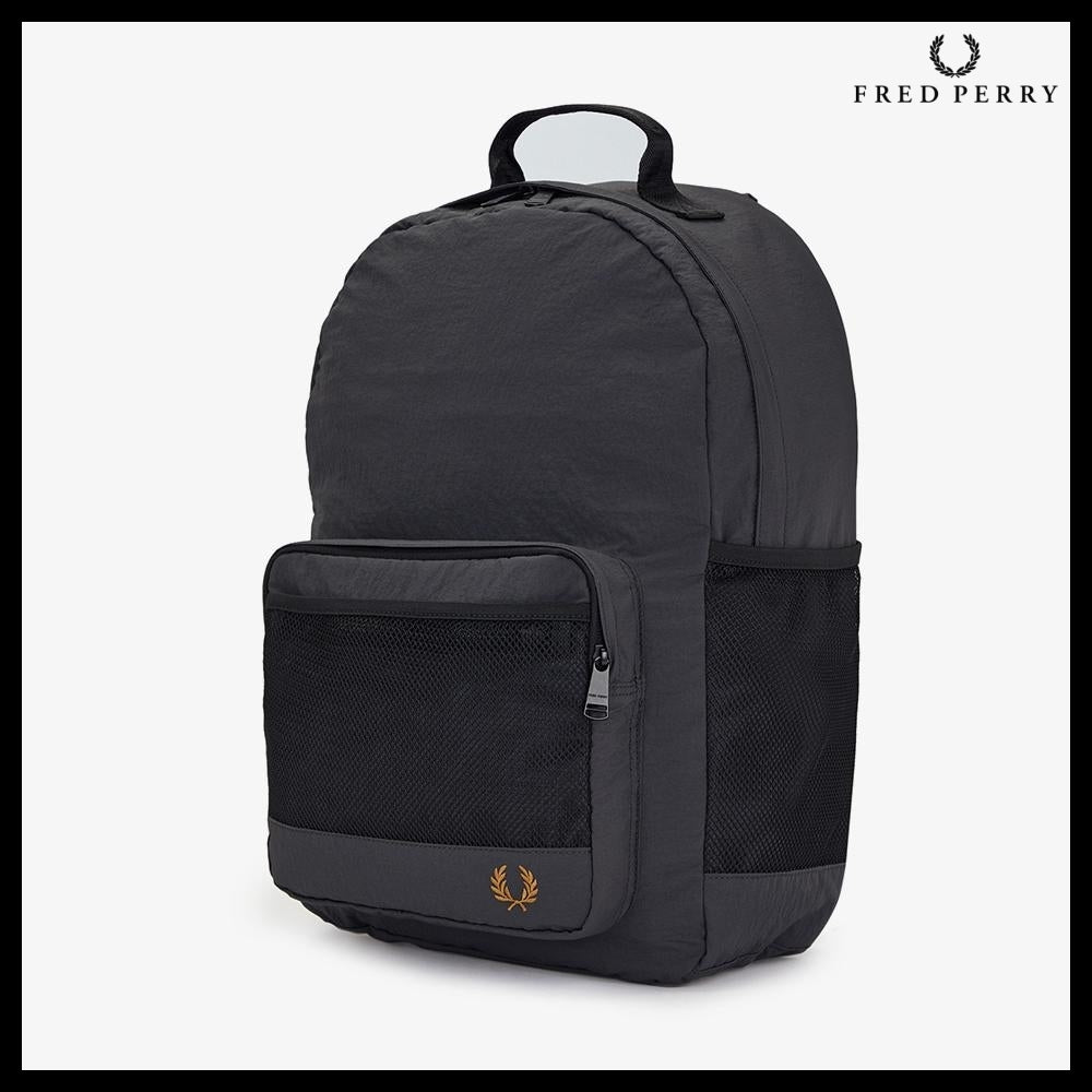 【FRED PERRY】Crinkle Nylon Mesh Backpack Anchor Gray