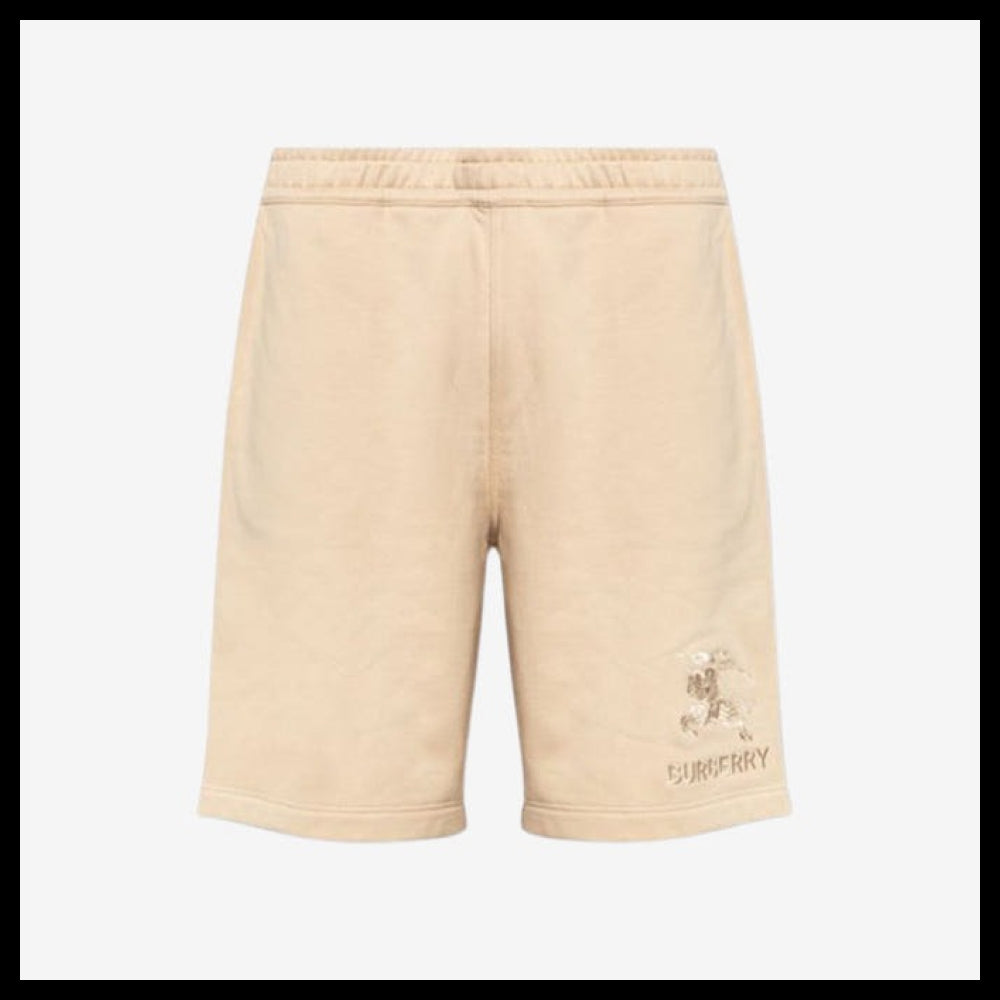 【BURBERRY】Embroidered Logo Shorts Beige Men's