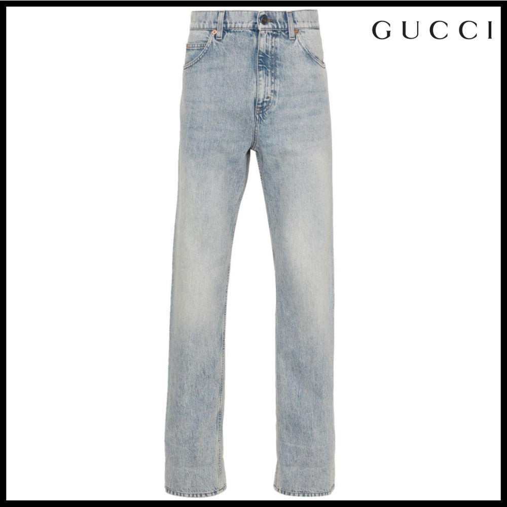 【GUCCI】Men’s GG Turn-Up Cotton Denim Pants