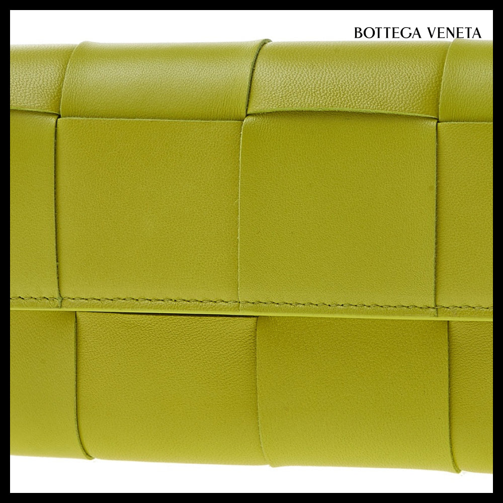 【BOTTEGA VENETA】Intreccio Nappa Calf Flap Wallet KIWI