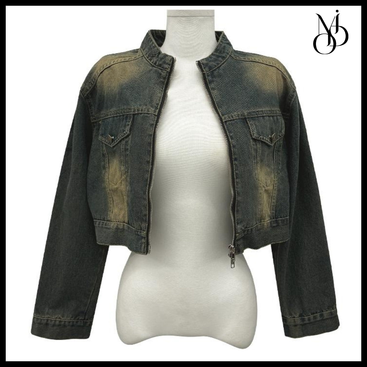 【MODIMOOD】Vintage Denim Two-Way Zip-Up Jacket 2 Colors