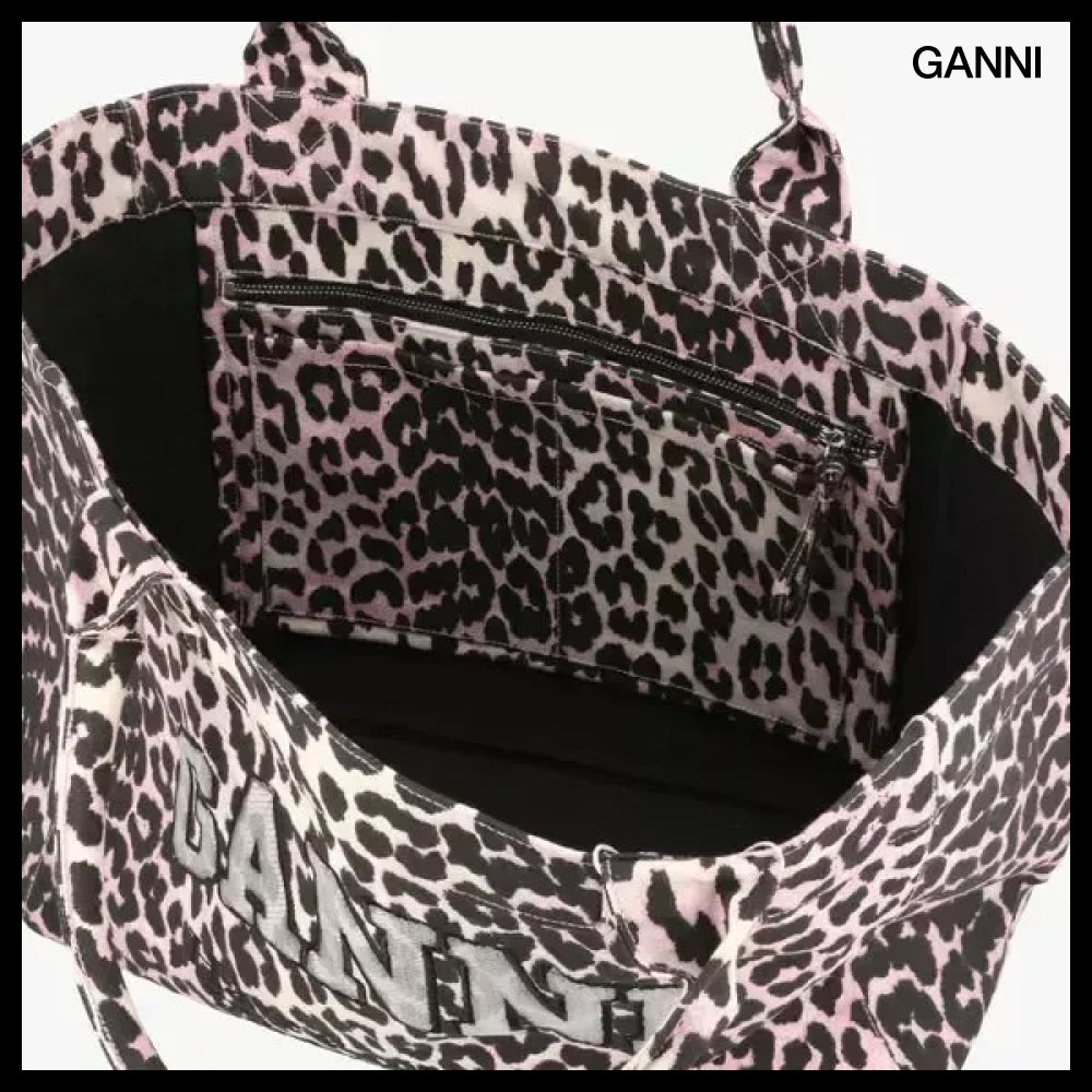 【Ganni】Leopard Print Medium Shopper Tote leopard shopper