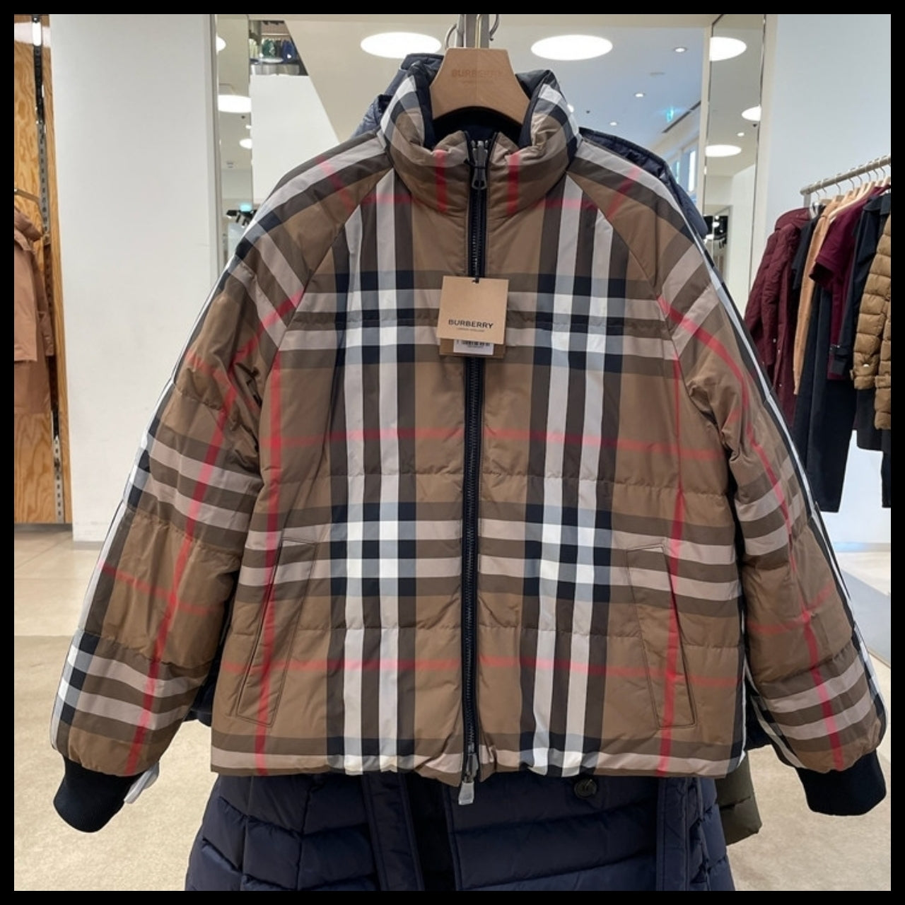 【BURBERRY】Iver House Check Reversible Duck Down Short