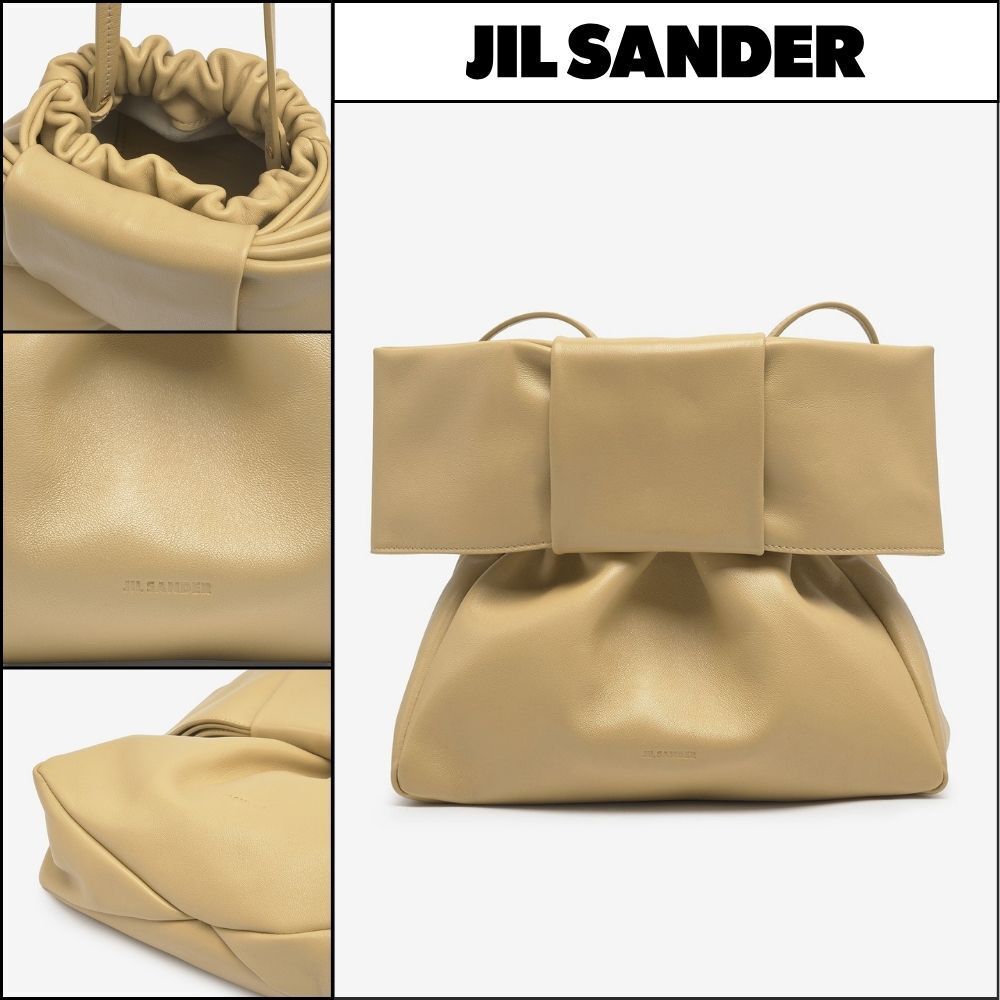 【JIL SANDER】Medium bow ribbon shoulder bag golden granola