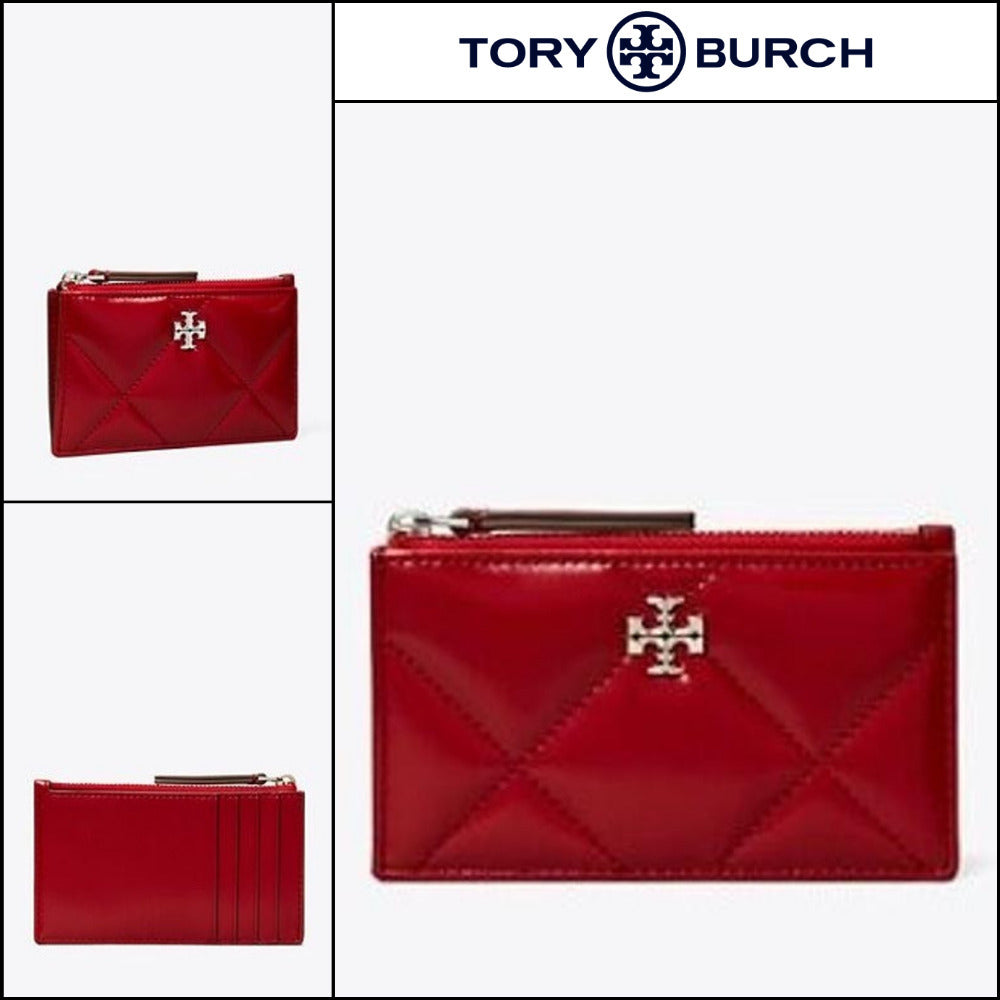 【Tory Burch】Kira Diamond Quilt Zip Card Case Red