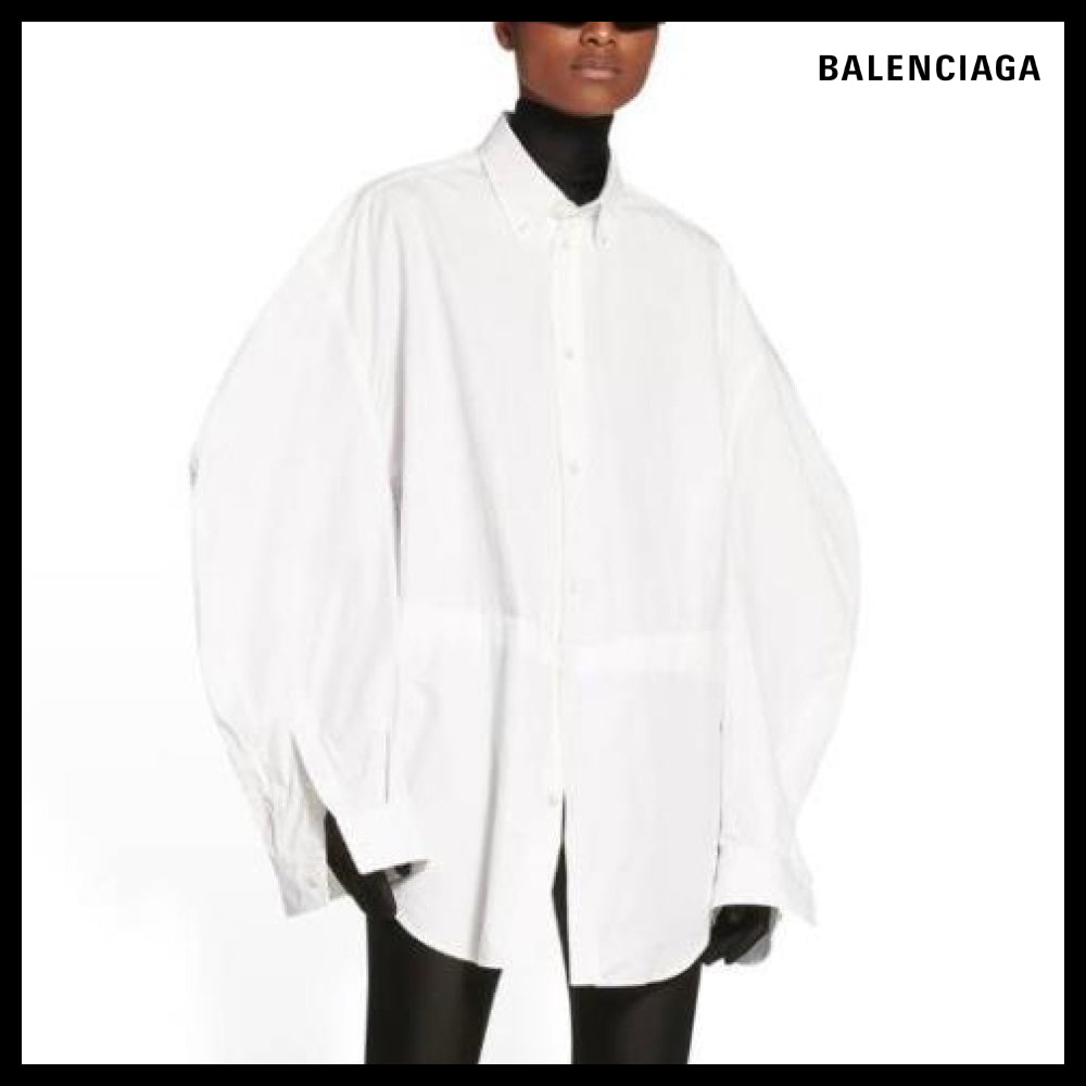 【BALENCIAGA】Twisted Sleeve Shirt White
