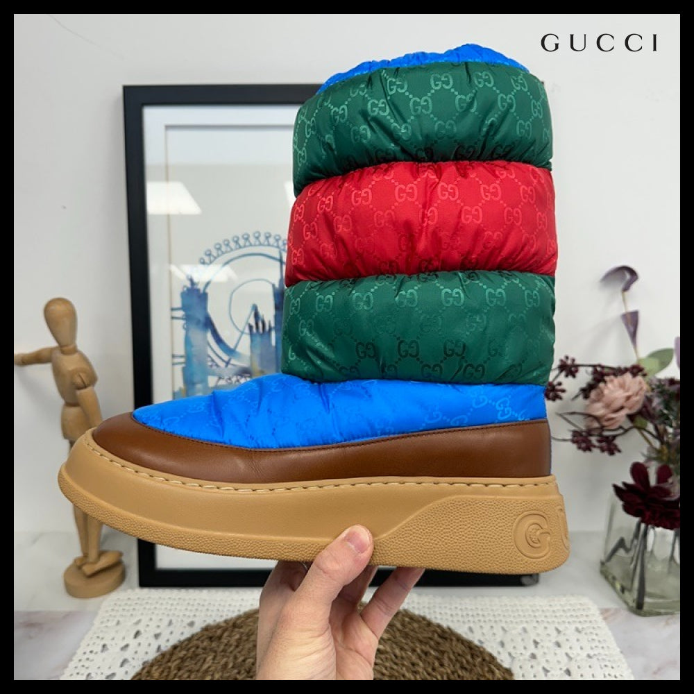 【GUCCI】Chunky GG Logo Nylon Padded Snow Boots Multi