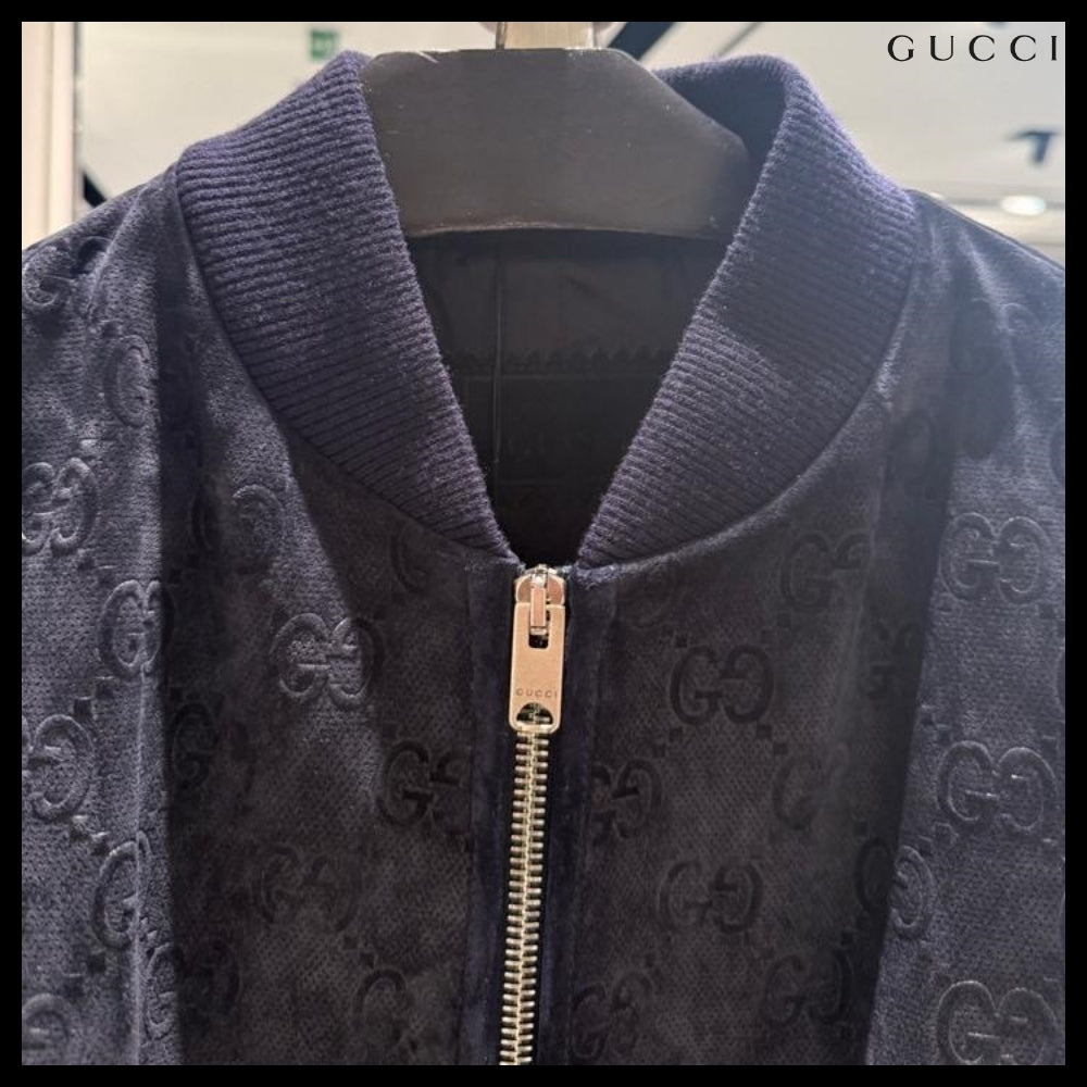 【GUCCI】GG Viscose Suede Bomber Jacket Royale