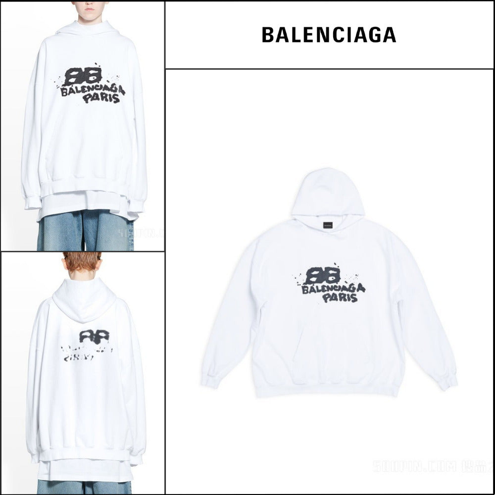【BALENCIAGA】Hand Drawn BB Icon Large Fit Hoodie