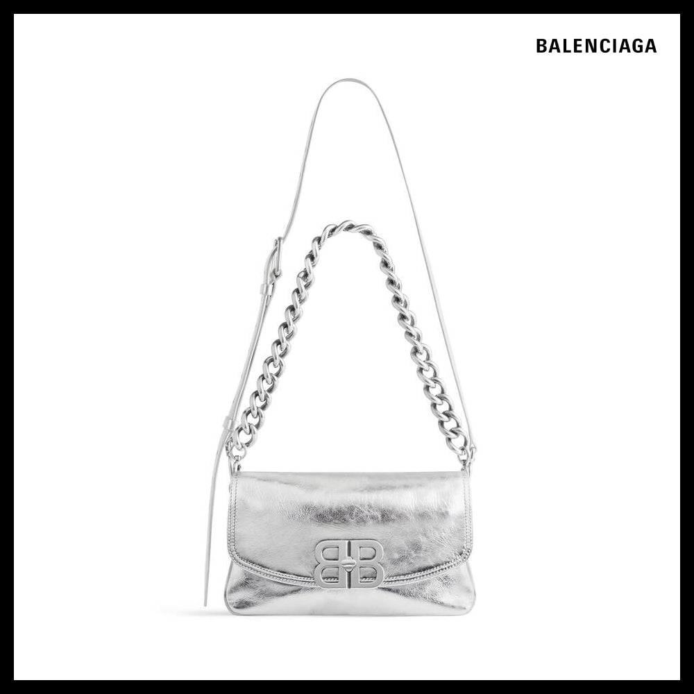 【BALENCIAGA】BB Soft Small Flap Bag Metallized Silver