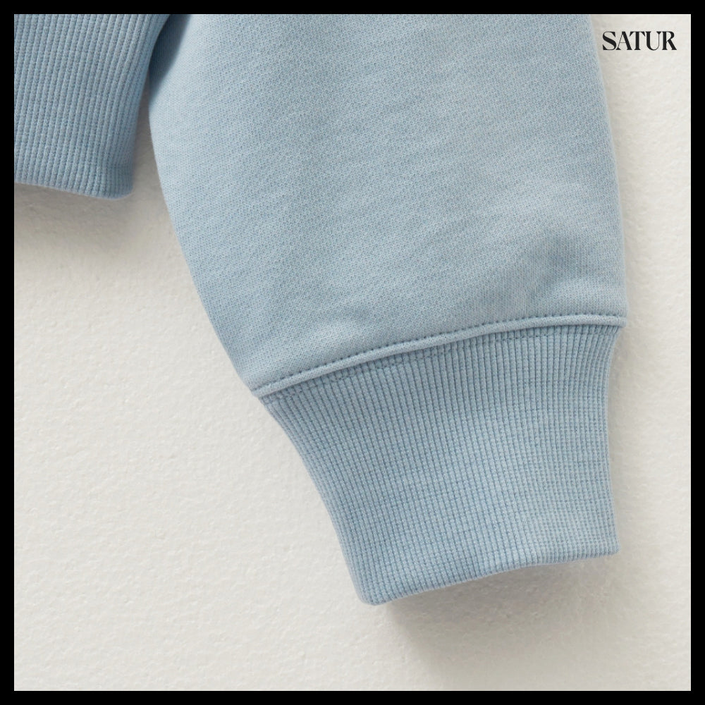 【SATUR】Applique Rivet Hoodie Sky Blue