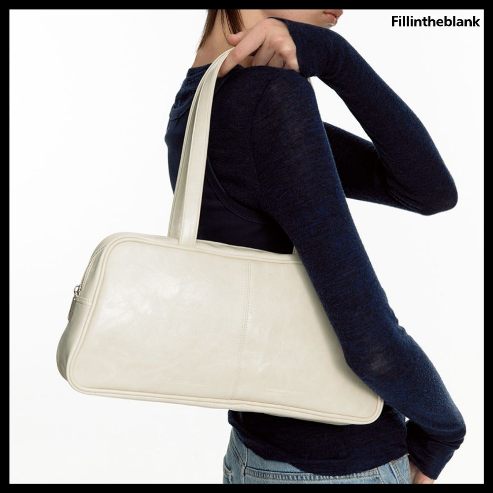 【FILL IN THE BLANK】TRAPEZOID BAGUETTE SHOULDER BAG 3COLORS
