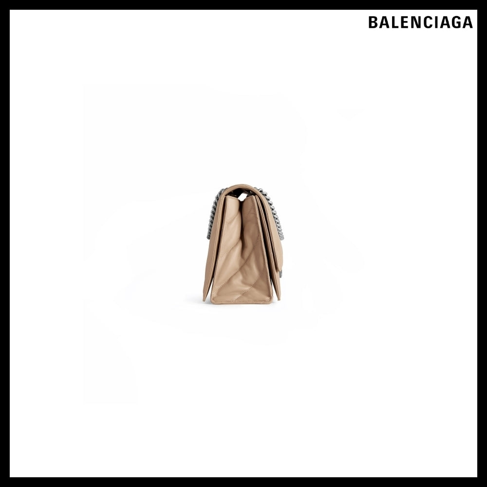 【BALENCIAGA】Crush Medium Chain Bag Quilted in Beige