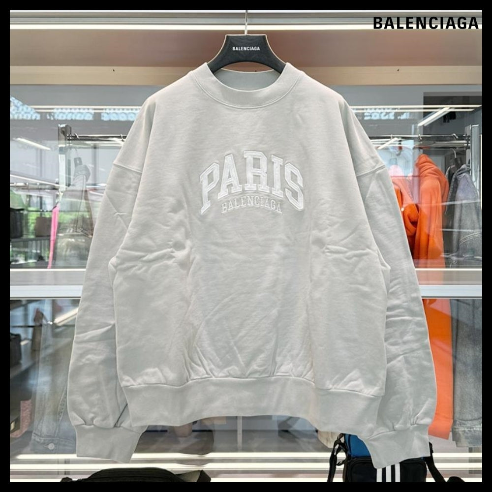 【BALENCIAGA】Cities Paris Sweatshirt Medium Fit White