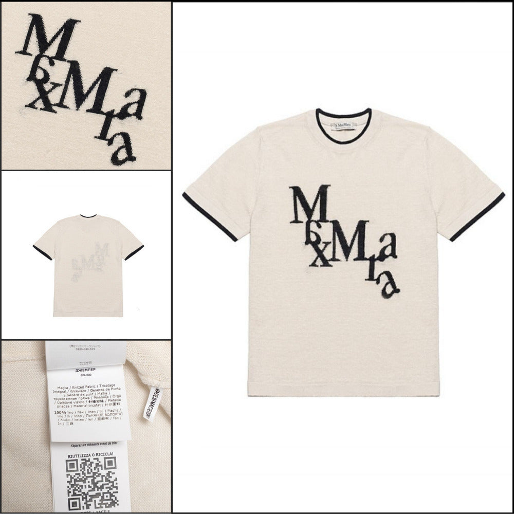 【Max Mara】Nordica Linen Sweater White Logo