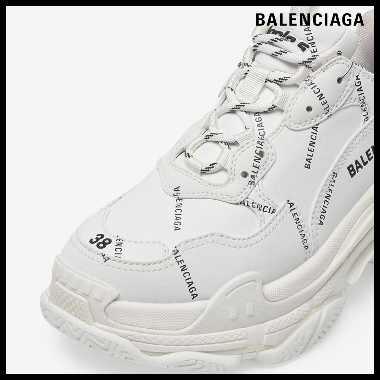 【BALENCIAGA】Triple S Sneaker Allover Logo White Black