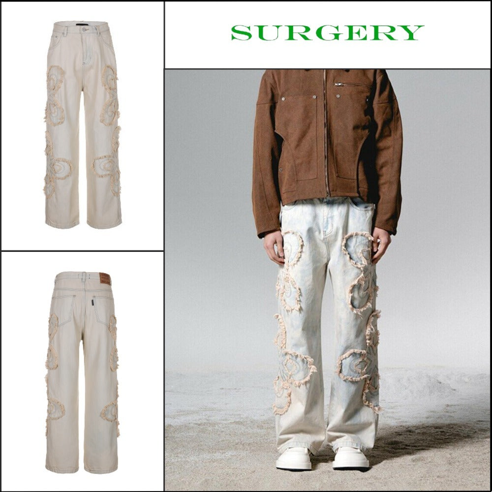 【SURGERY】CLOVER Logo Patch Jeans Cream