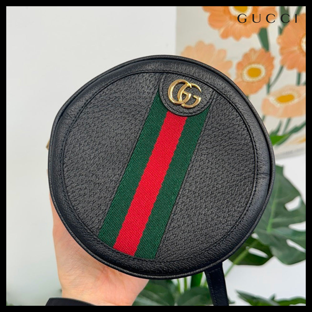 【GUCCI】Ophidia Web Round Mini Chain Backpack Black