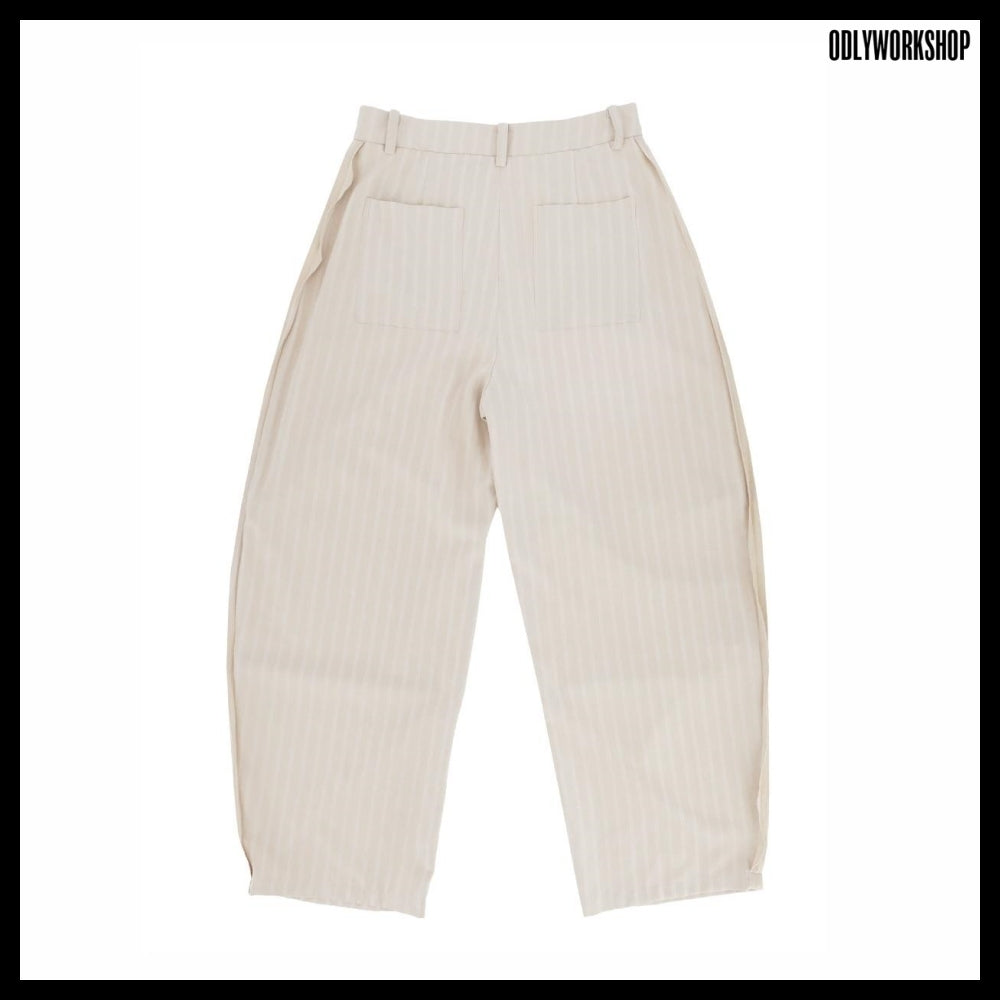 【ODLYWORKSHOP】Smog Stripe Knee Dart Trousers 2Colors