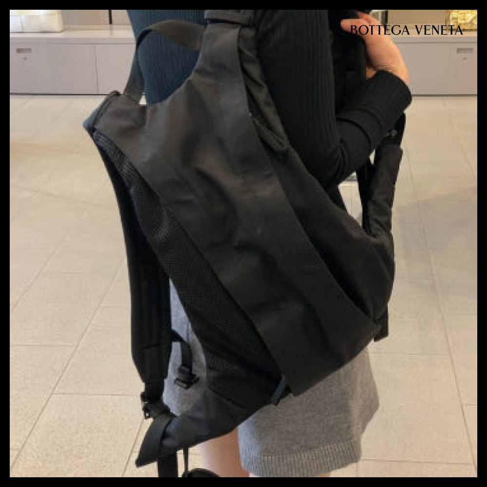 【BOTTEGA VENETA】Woven Jacquard Nylon Rider Backpack BLACK