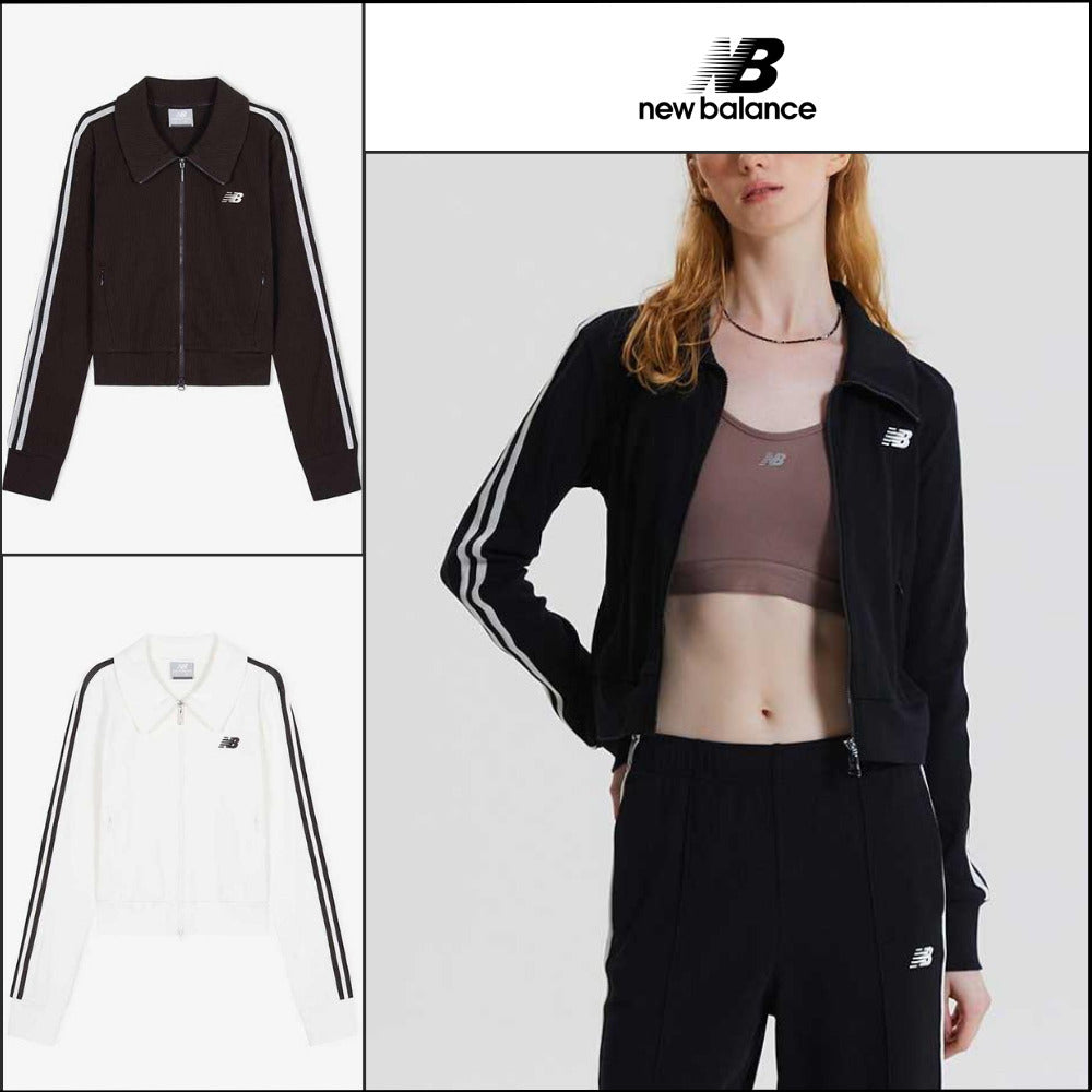 【New Balance】Women Track Ribbed Zip Up Jacket 3 Colors