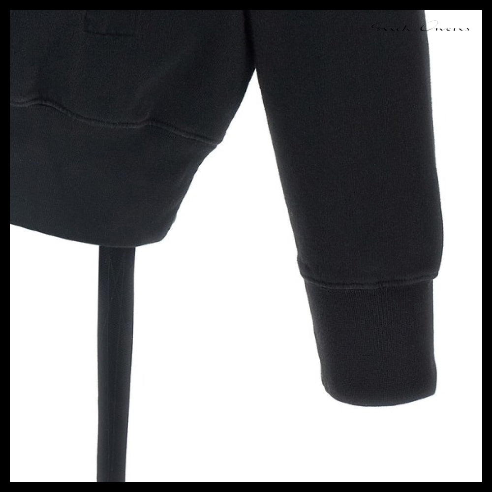【Rick Owens】Black Hoodie with White Logo