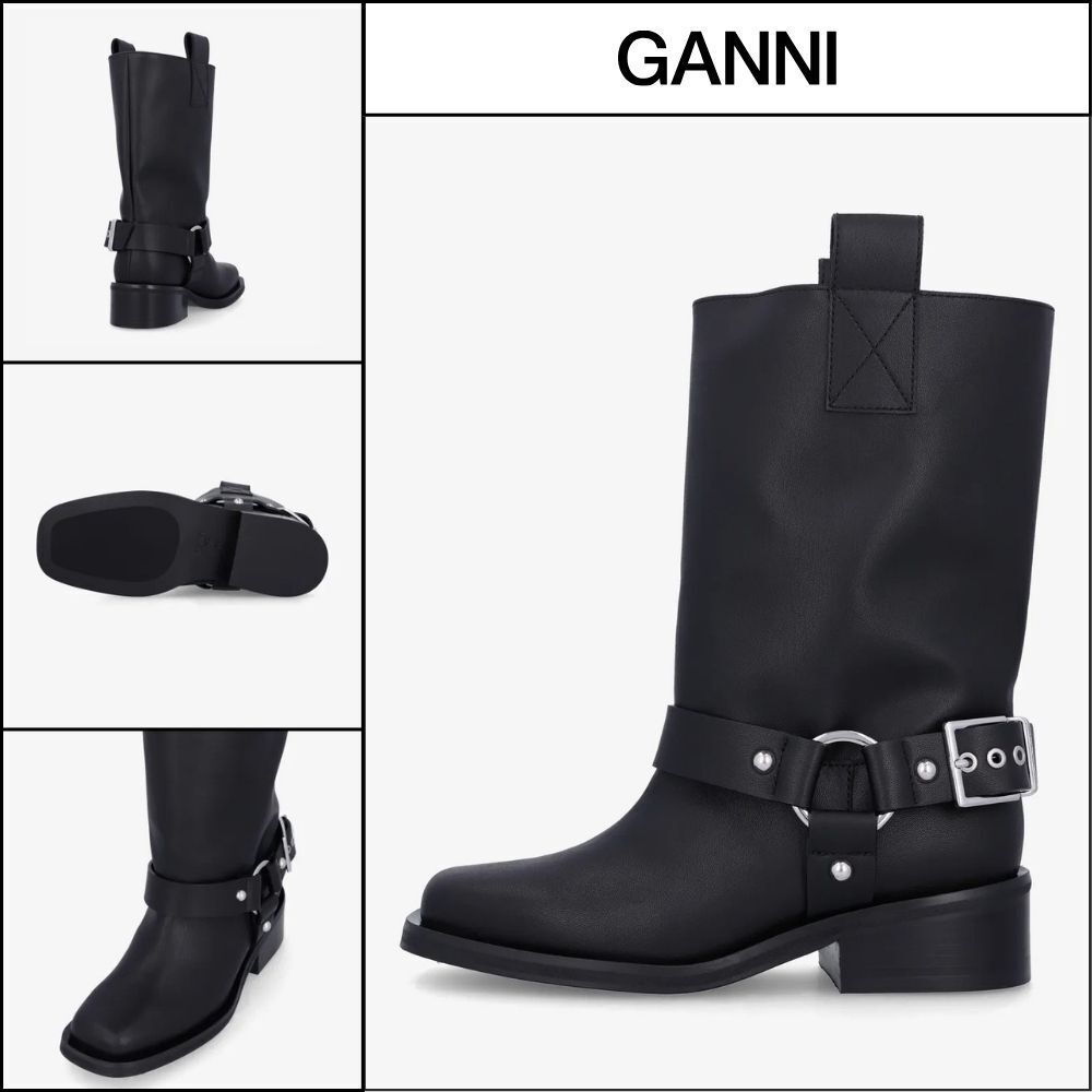 【Ganni】Biker Boots Black