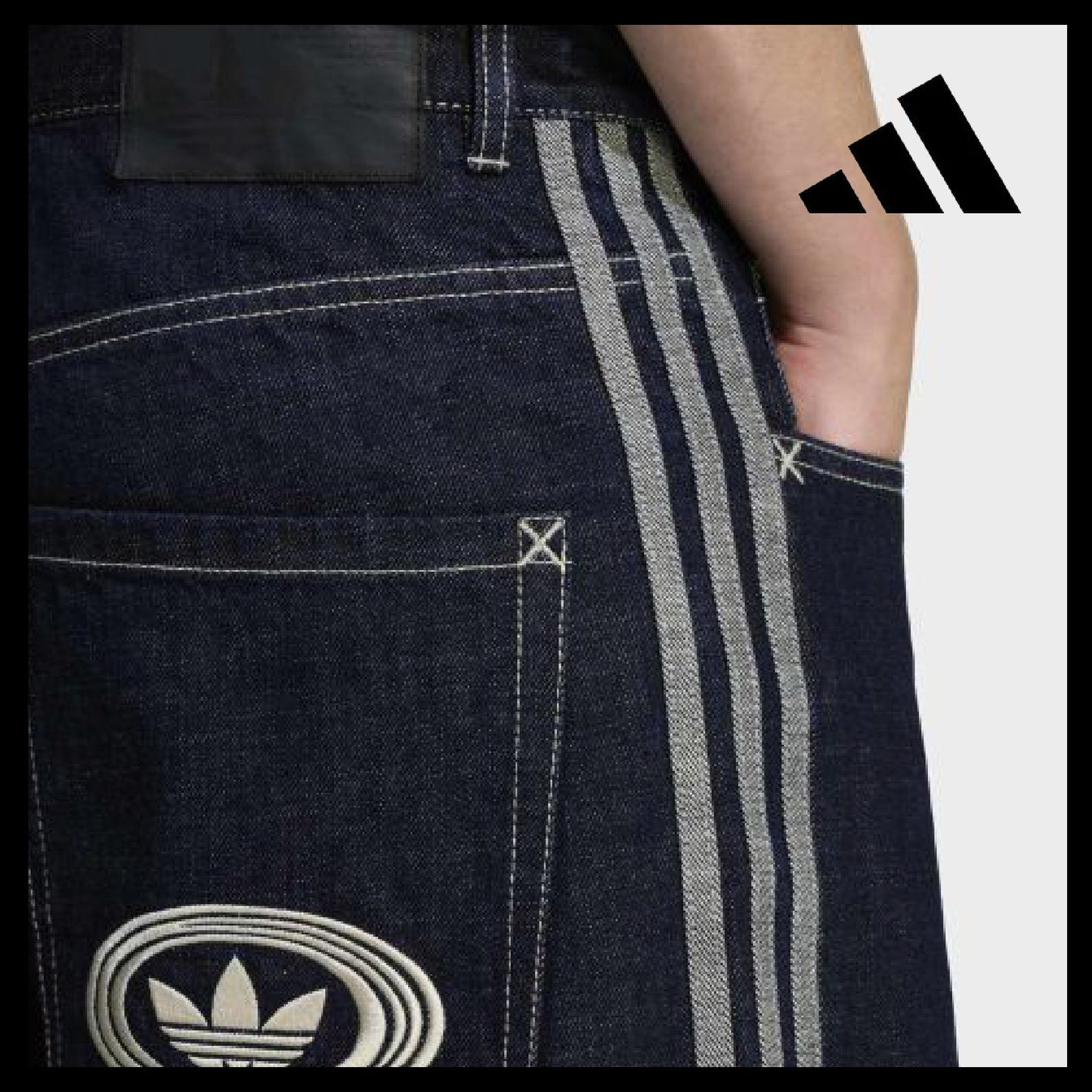 【ADIDAS】90s Alternative Sports Wide Leg Skater Jeans Navy