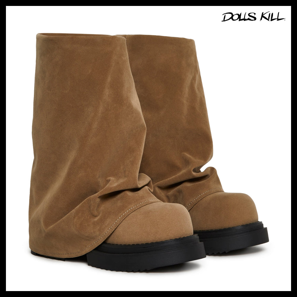 ◆DOLLS KILL◆DARKER WAVS Ego Foldover Boots Brown