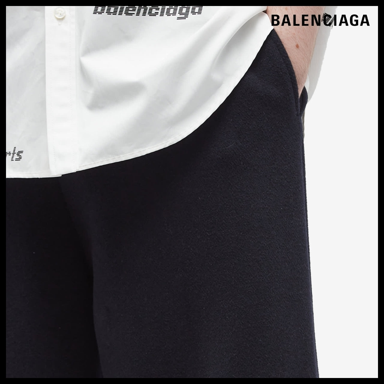 【BALENCIAGA】Elastic Waist Pants Navy