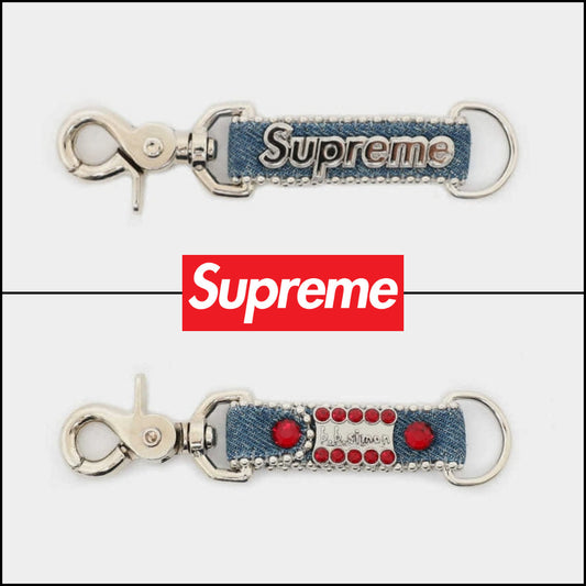 【SUPREME】 Logo BB Simon Denim Unisex Keychain WASHDINDG